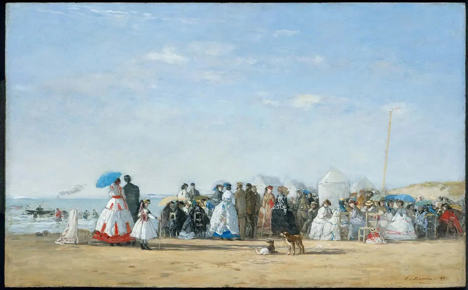 Personnages à la mode sur la plage - Eugène Boudin image 1 copie peinte à la main à l’huile