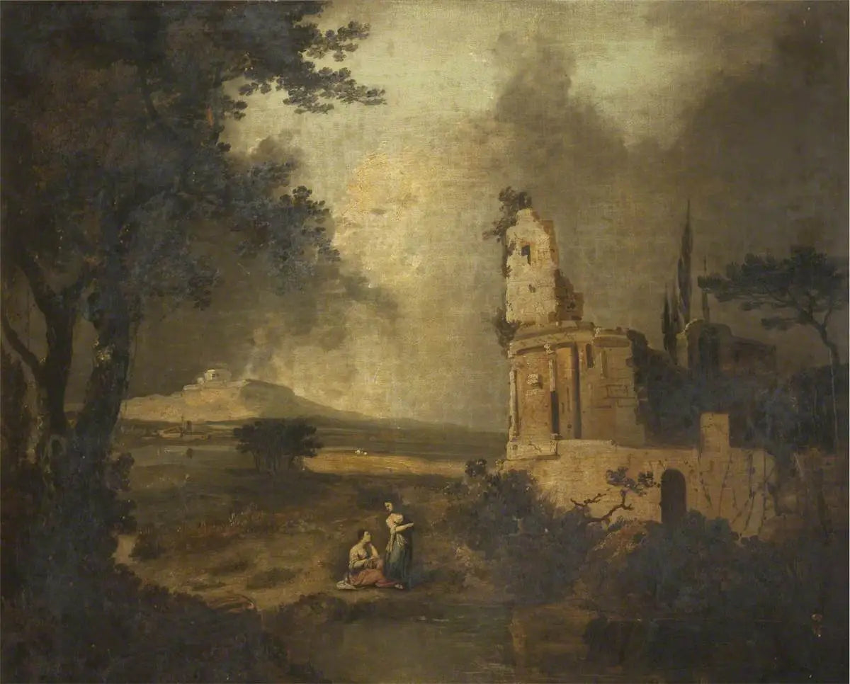 Personnages conversant au premier plan ; au loin, Bethléem - Claude Lorrain image 1 tableau peint à l’huile sur toile