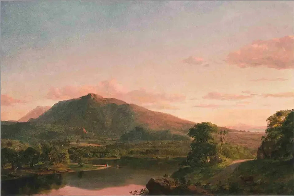 Personnages dans un paysage de Nouvelle Angleterre - Frederic Edwin Church image 1 reproduction de peinture à l’huile