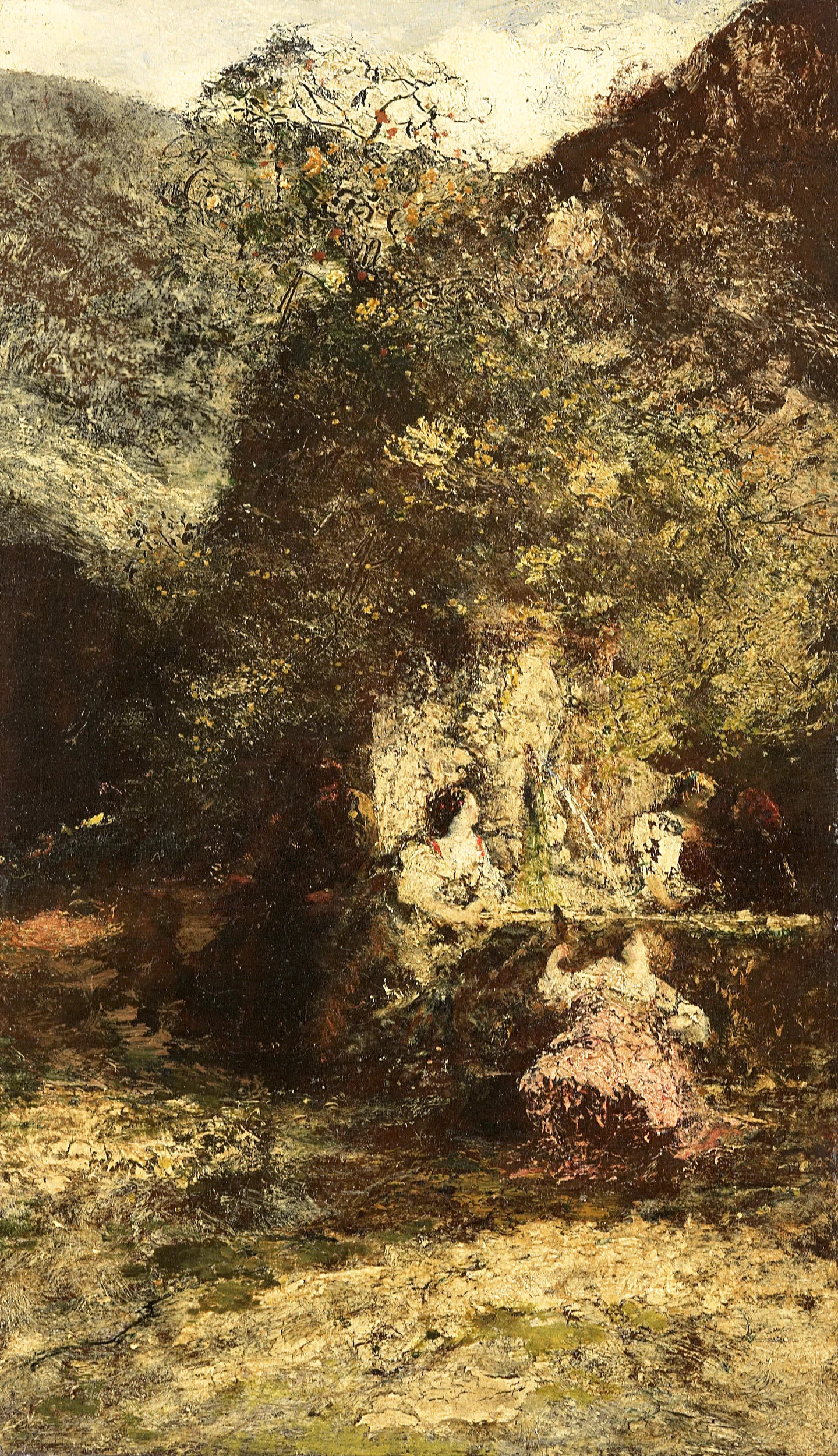 Personnages à une fontaine - Adolphe Monticelli