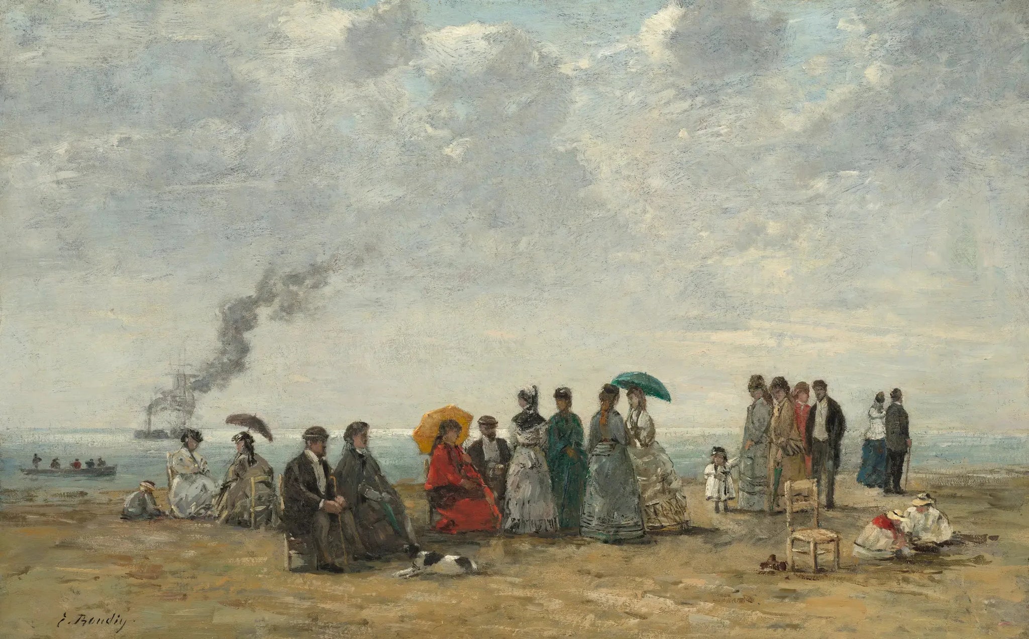 Personnages sur la plage - Eugène Boudin image 1 reproduction artisanale de tableau