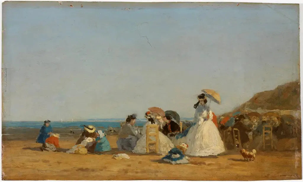 Personnages sur une plage - Eugène Boudin image 1 copie peinte à la main à l’huile