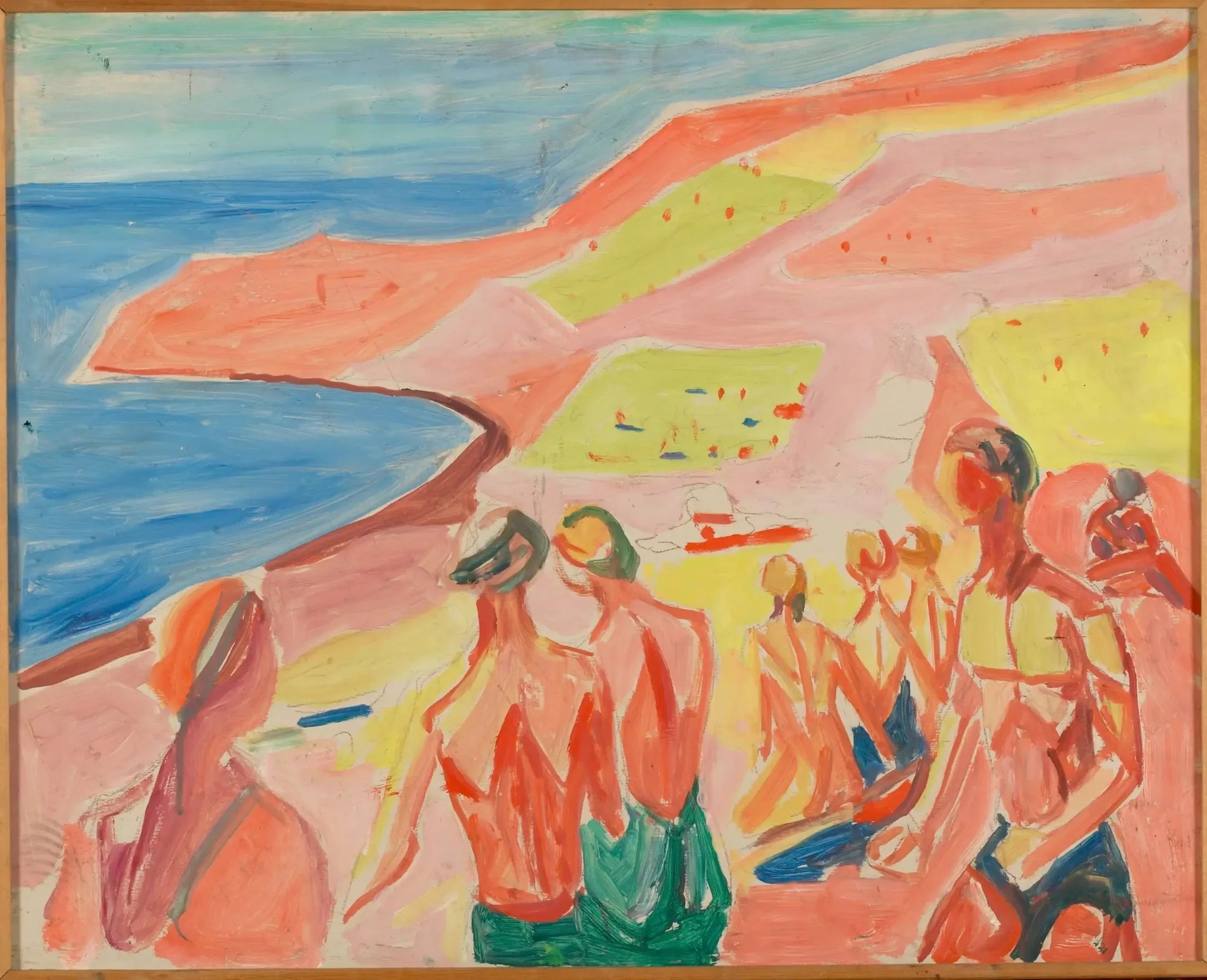Personnes prenant un bain de soleil dans une baie - Edvard Munch image 1 copie de tableau peinte à la main