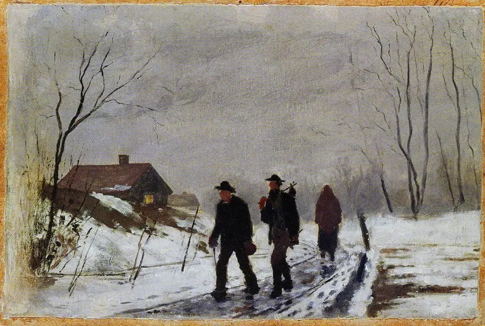 Personnes sur la rouge dans une neige humide - Edvard Munch image 1 reproduction d’œuvre d’art à l’huile