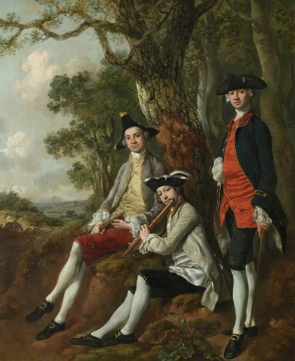 Peter Darnell Muilman, Charles Crokatt et William Keable dans un paysage - Thomas Gainsborough image 1 reproduction de peinture à l’huile