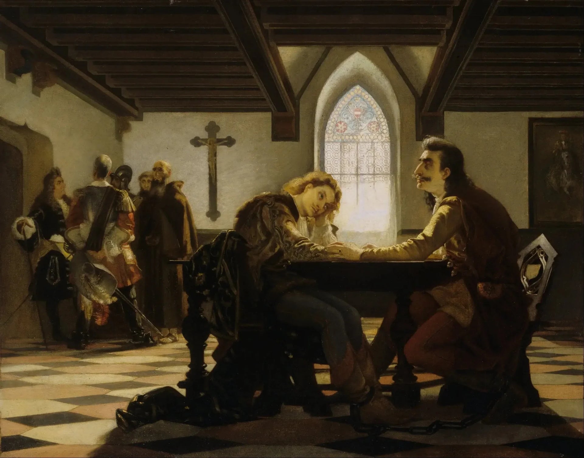Péter Zrínyi et Kristóf Frangepán en prison à Wiener Neustadt - Viktor Madarász image 1 reproduction artisanale de tableau