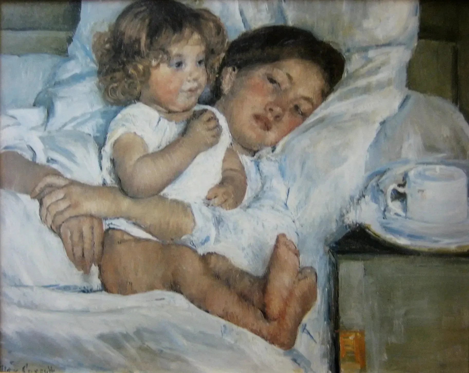 Petit-déjeuner au lit - Mary Cassatt image 1 reproduction artisanale de tableau