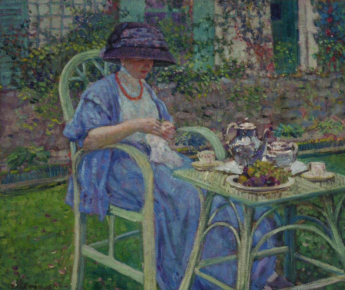 Petit-déjeuner dans le jardin - Frederick Carl Frieseke image 1 reproduction artisanale de tableau