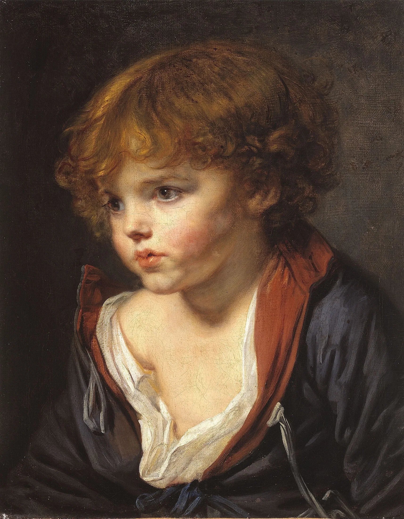 Petit Garçon blond à la chemise ouverte - Jean-Baptiste Greuze image 1 reproduction de peinture à l’huile