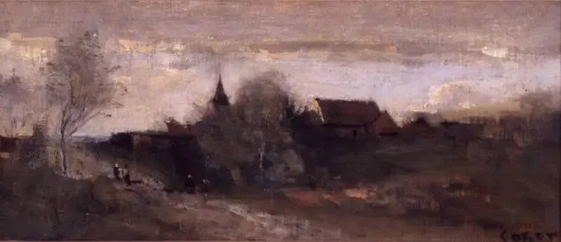 Petit village du Morvan - Jean-Baptiste Camille Corot image 1 copie de tableau peinte à la main