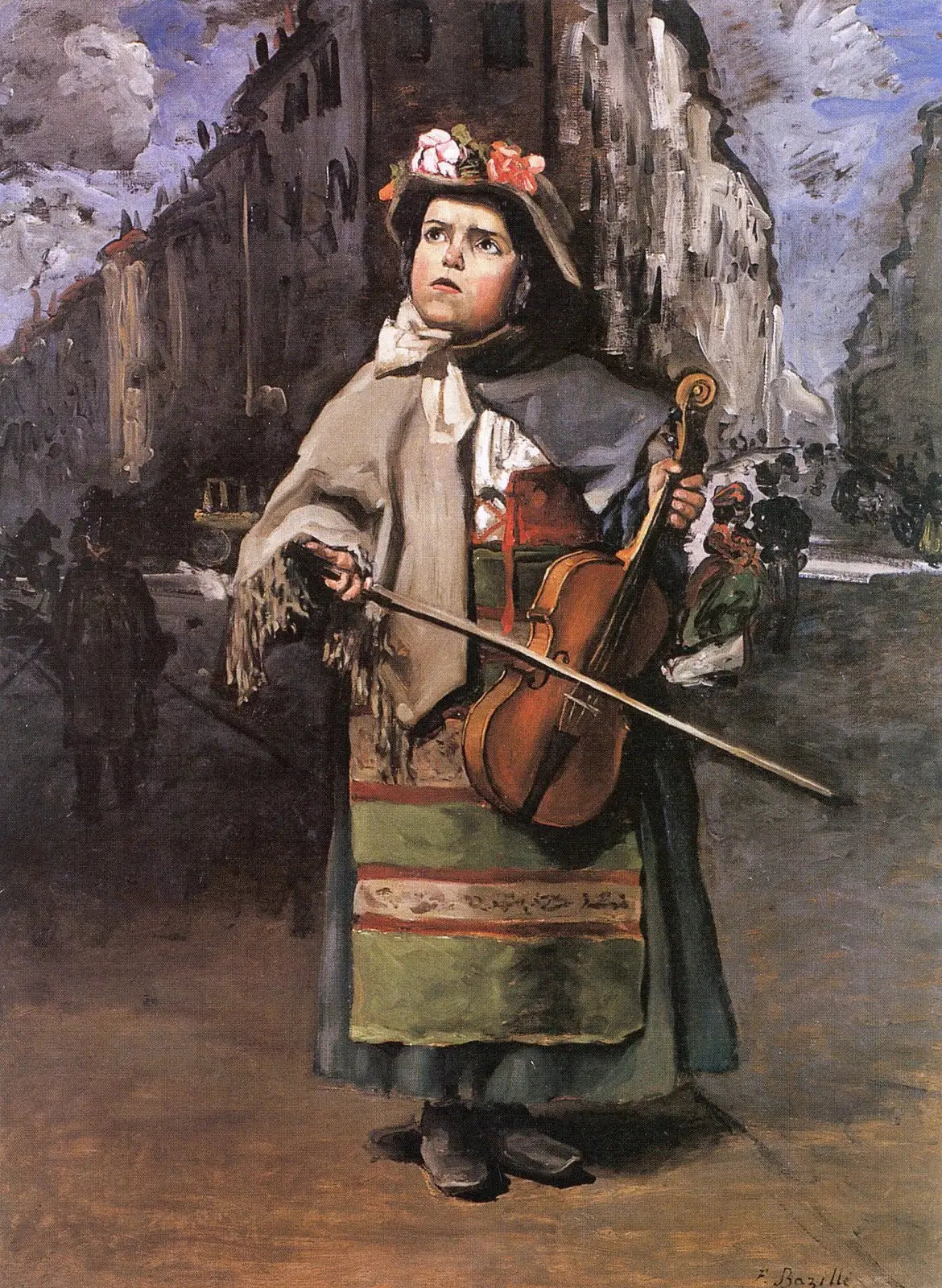 Petite chanteuse italienne des rues - Frédéric Bazille image 1 reproduction de peinture à l’huile