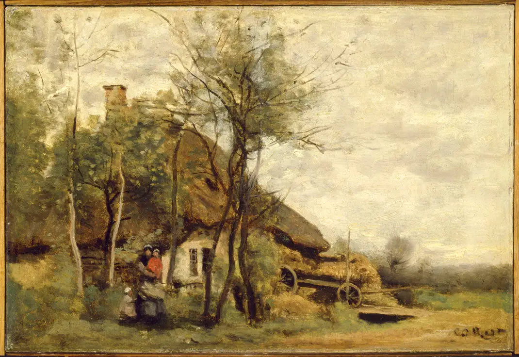Petite ferme des environs de Saint-Lô - Jean-Baptiste Camille Corot image 1 copie de tableau peinte à la main