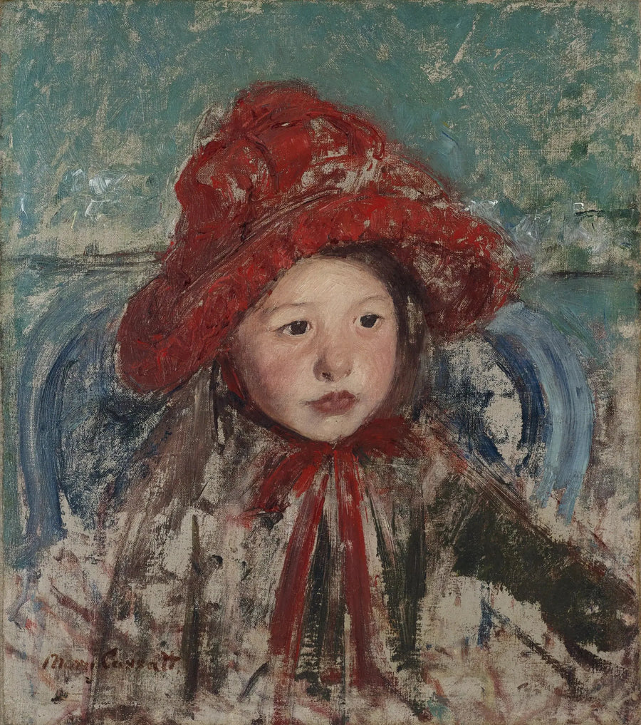 Petite fille au grand chapeau rouge - Mary Cassatt