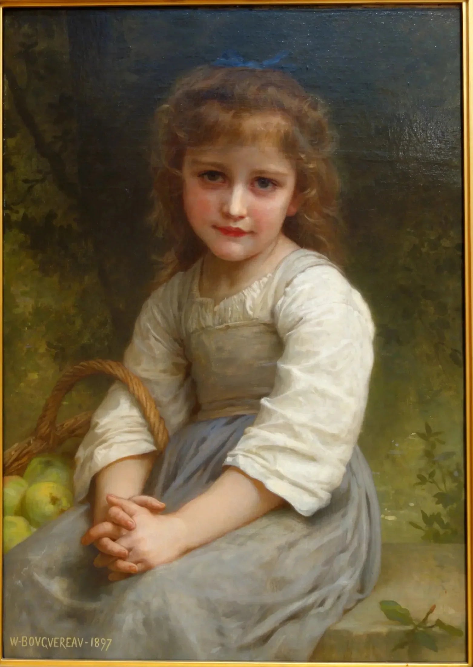 Petite fille avec un panier de pommes - Bouguereau image 1 copie de tableau peinte à la main