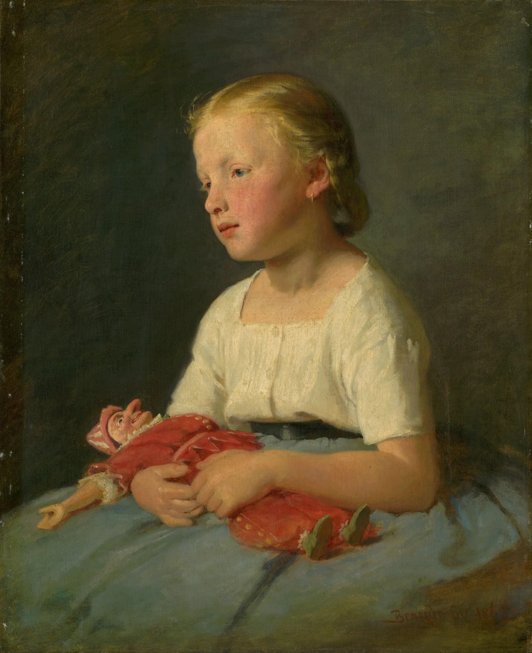 Petite fille avec une poupée - Gyula Benczúr image 1 reproduction d’œuvre d’art à l’huile