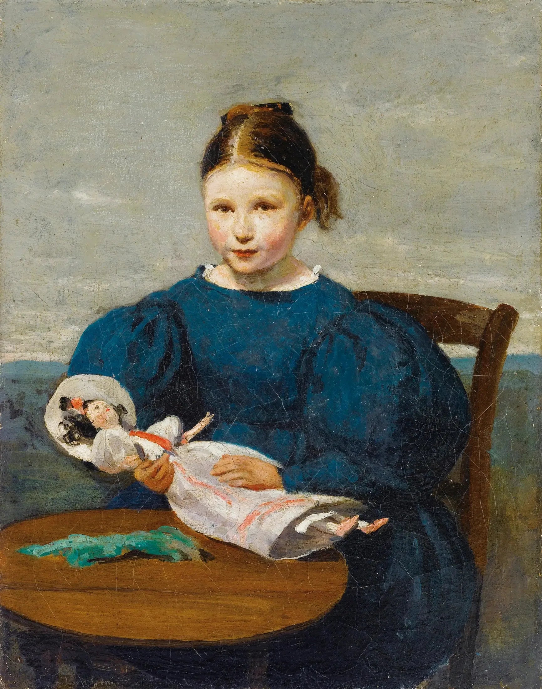 Petite fille avec une poupée - Jean-Baptiste Camille Corot image 1 tableau peint à l’huile sur toile