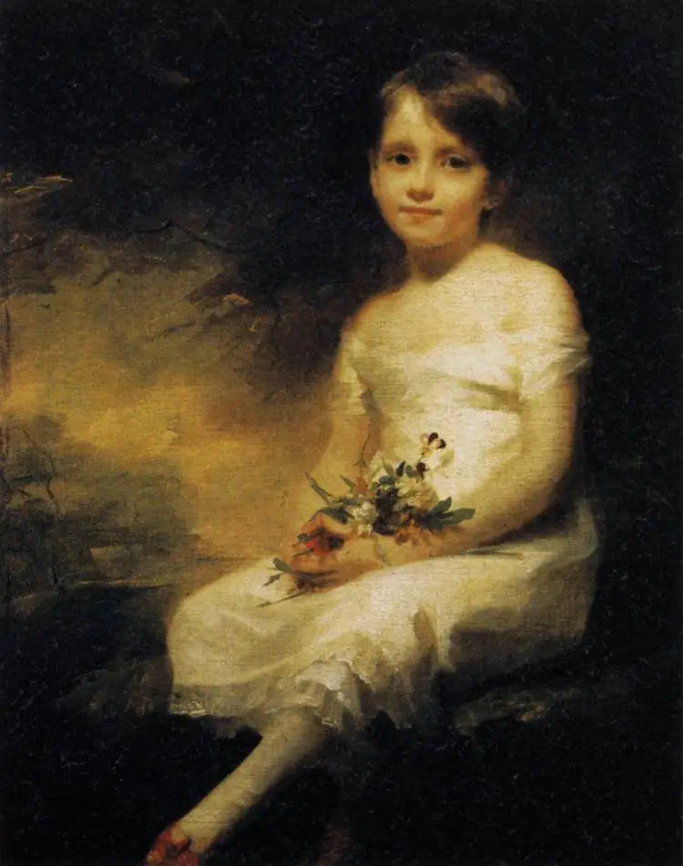 Petite Fille locataire des fleurs - Henry Raeburn image 1 tableau peint à l’huile sur toile