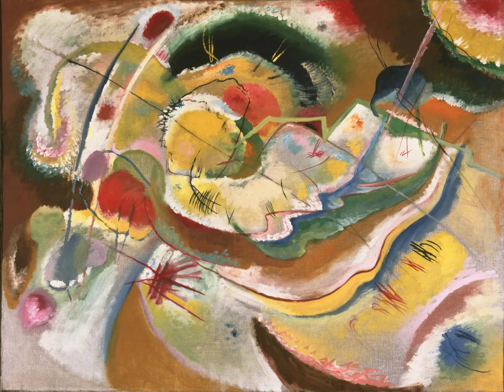 Petite peinture jaune (improvisation) - Vassily Kandinsky image 1 copie peinte à la main à l’huile