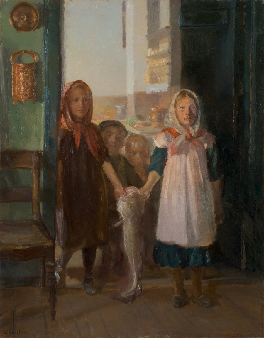 Petites filles avec une morue - Anna Ancher