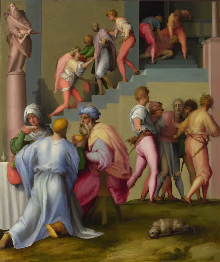 Pharaon avec son majordome et son boulanger - Pontormo image 1 tableau peint à l’huile sur toile