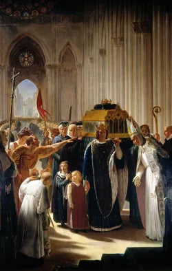 Philippe III apportant à Saint-Denis les reliques de Saint Louis, son père - Pierre-Narcisse Guérin image 1 reproduction de peinture à l’huile