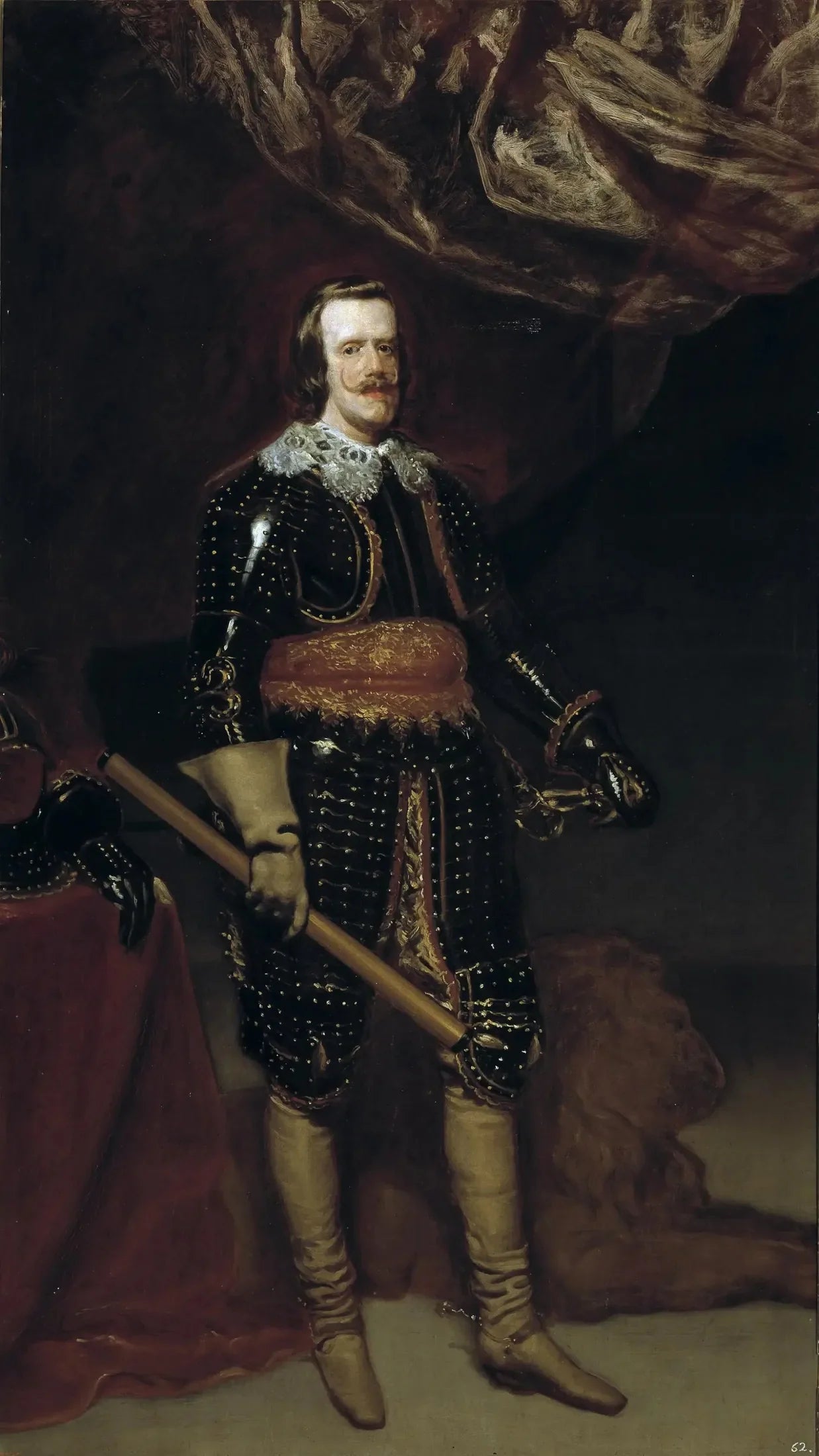 Philippe IV en armure, avec un lion à ses pieds - Diego Velázquez image 1 reproduction de peinture à l’huile