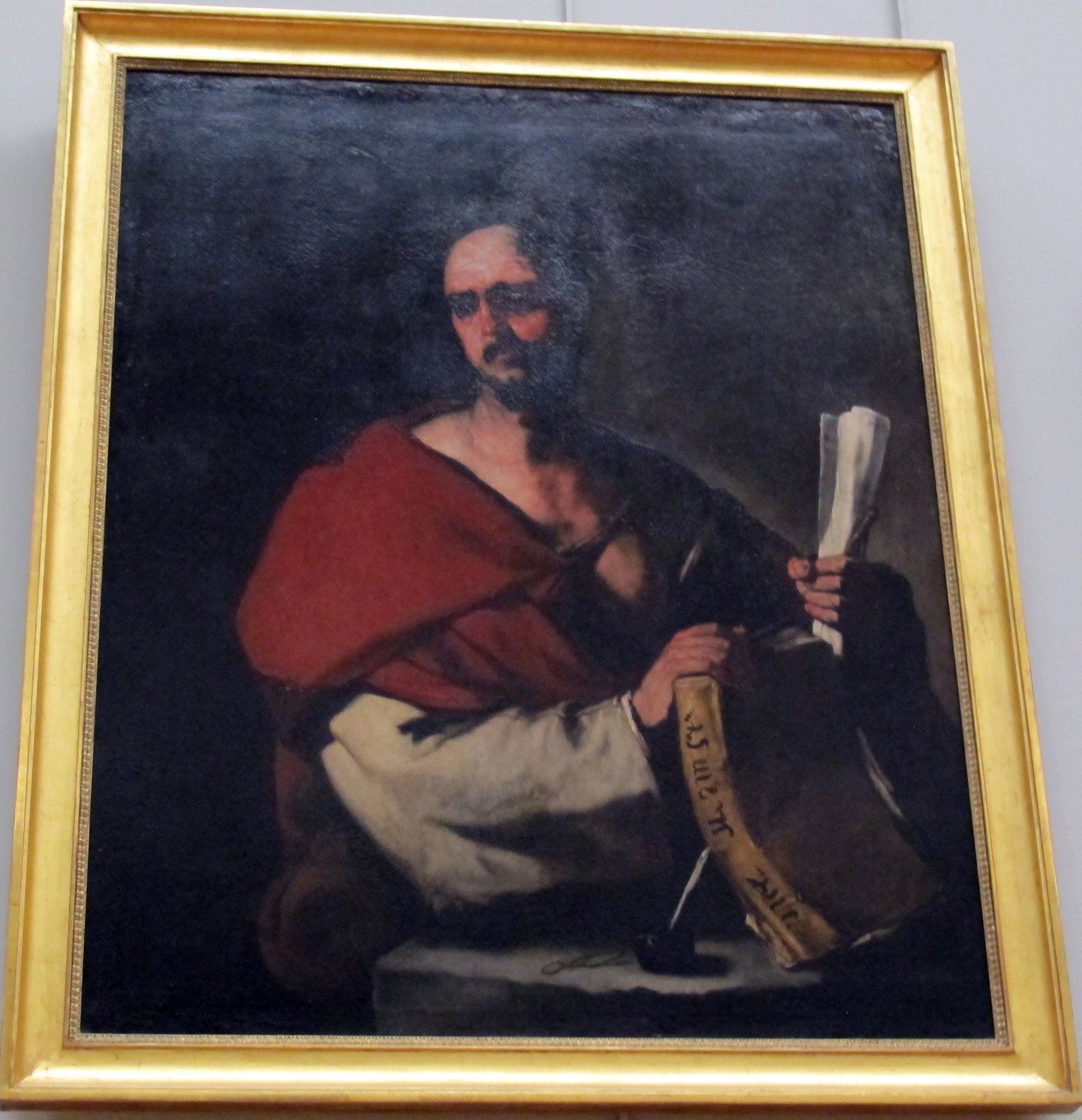 Philosophe tenant un livre et un rouleau de papier - Luca Giordano image 1 reproduction artisanale de tableau