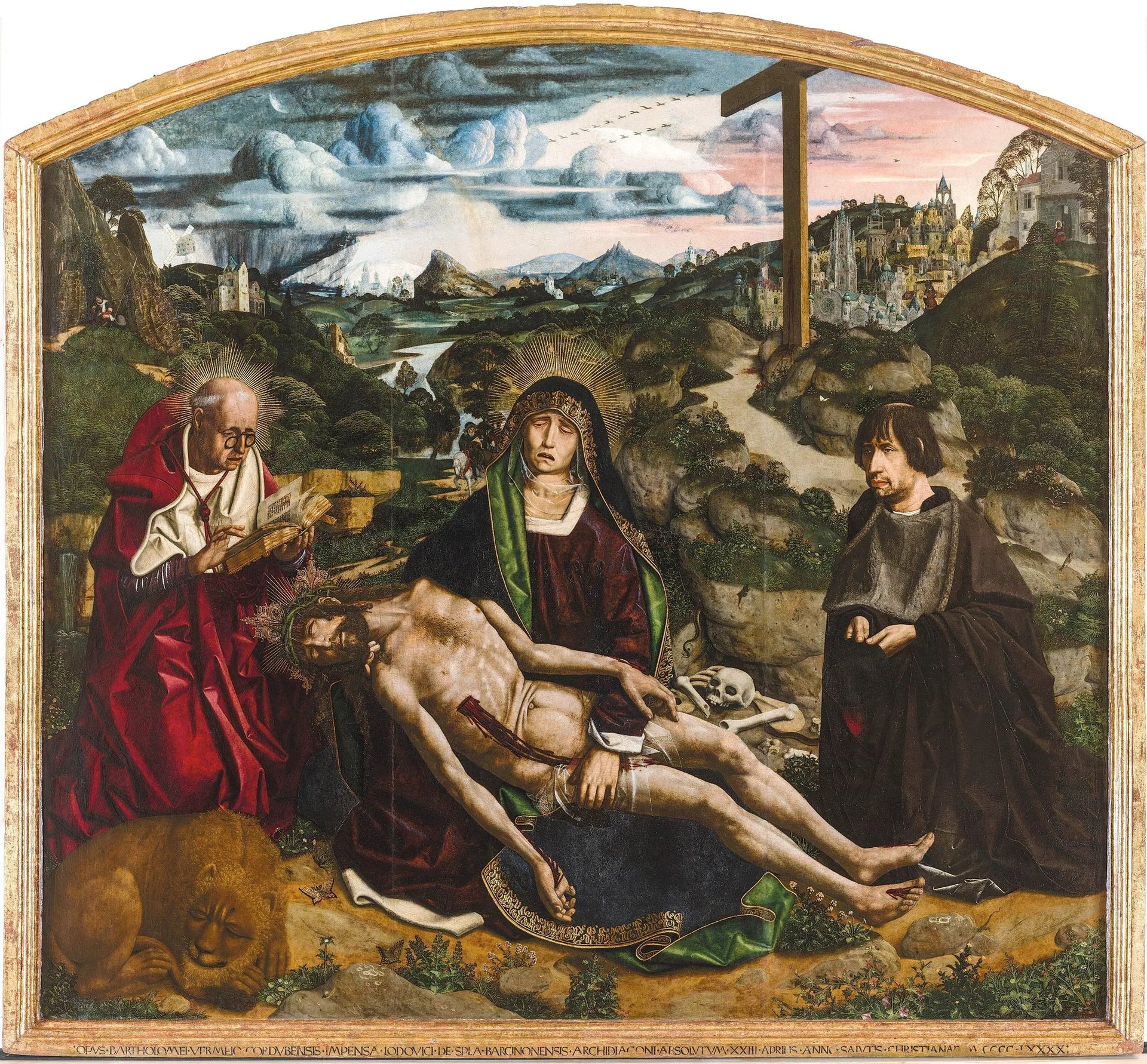 Piedad with Canon Lluís Desplà - Bartolomé Bermejo image 1 reproduction artisanale de tableau