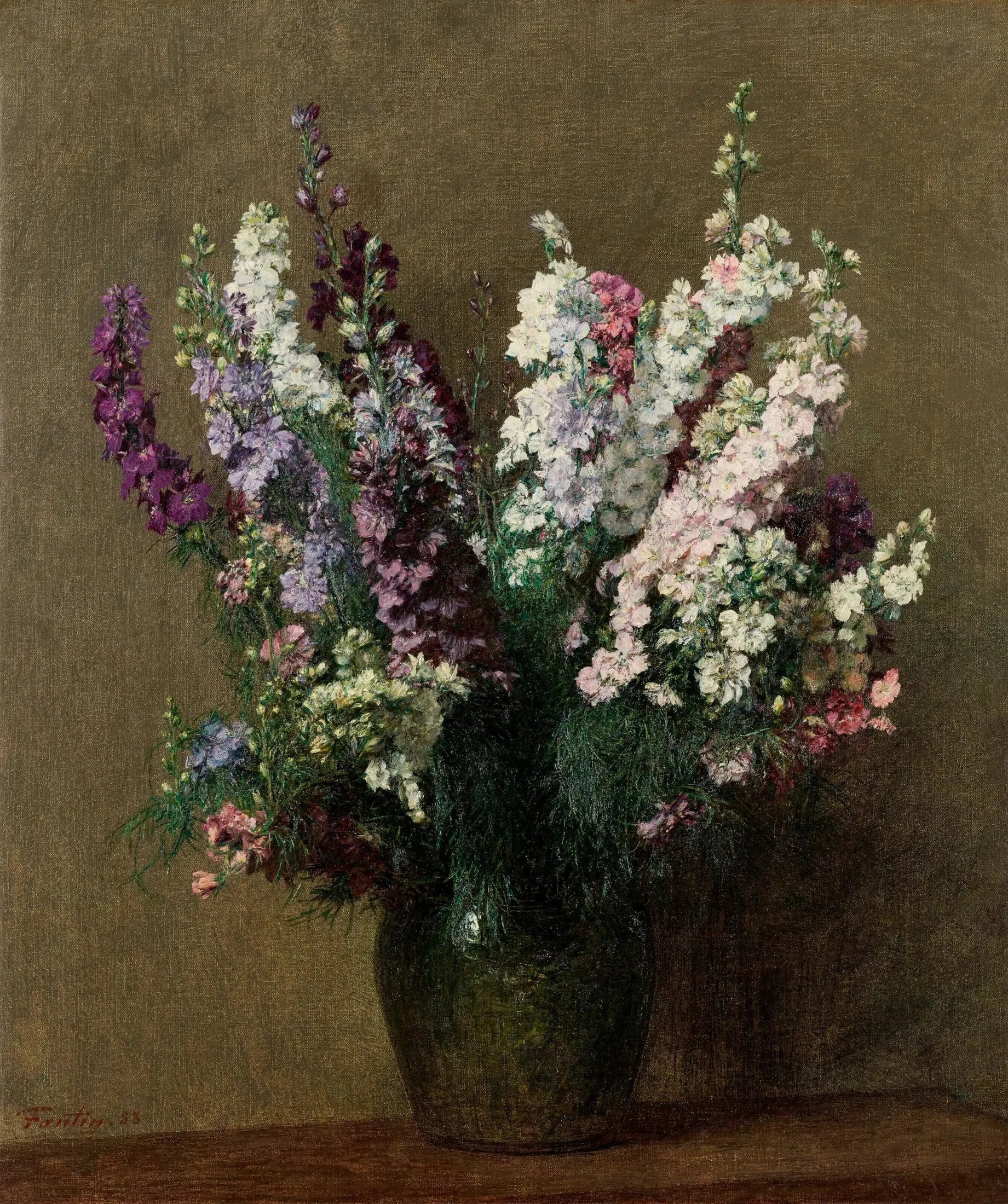 Pieds d'alouette - Henri Fantin-Latour image 1 copie peinte à la main à l’huile