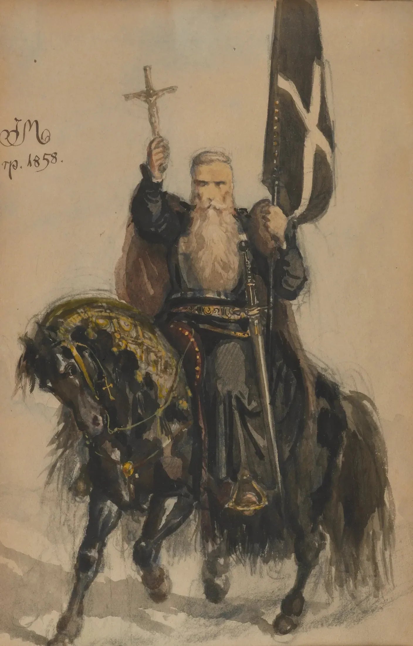 Pierre d'Amiens – Croisé - Jan Matejko image 1 copie peinte à la main à l’huile