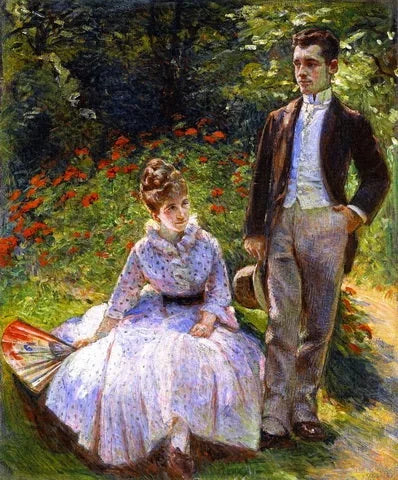 Pierre et sa tante Louise dans le jardin - Marie Bracquemond image 1 copie de tableau peinte à la main