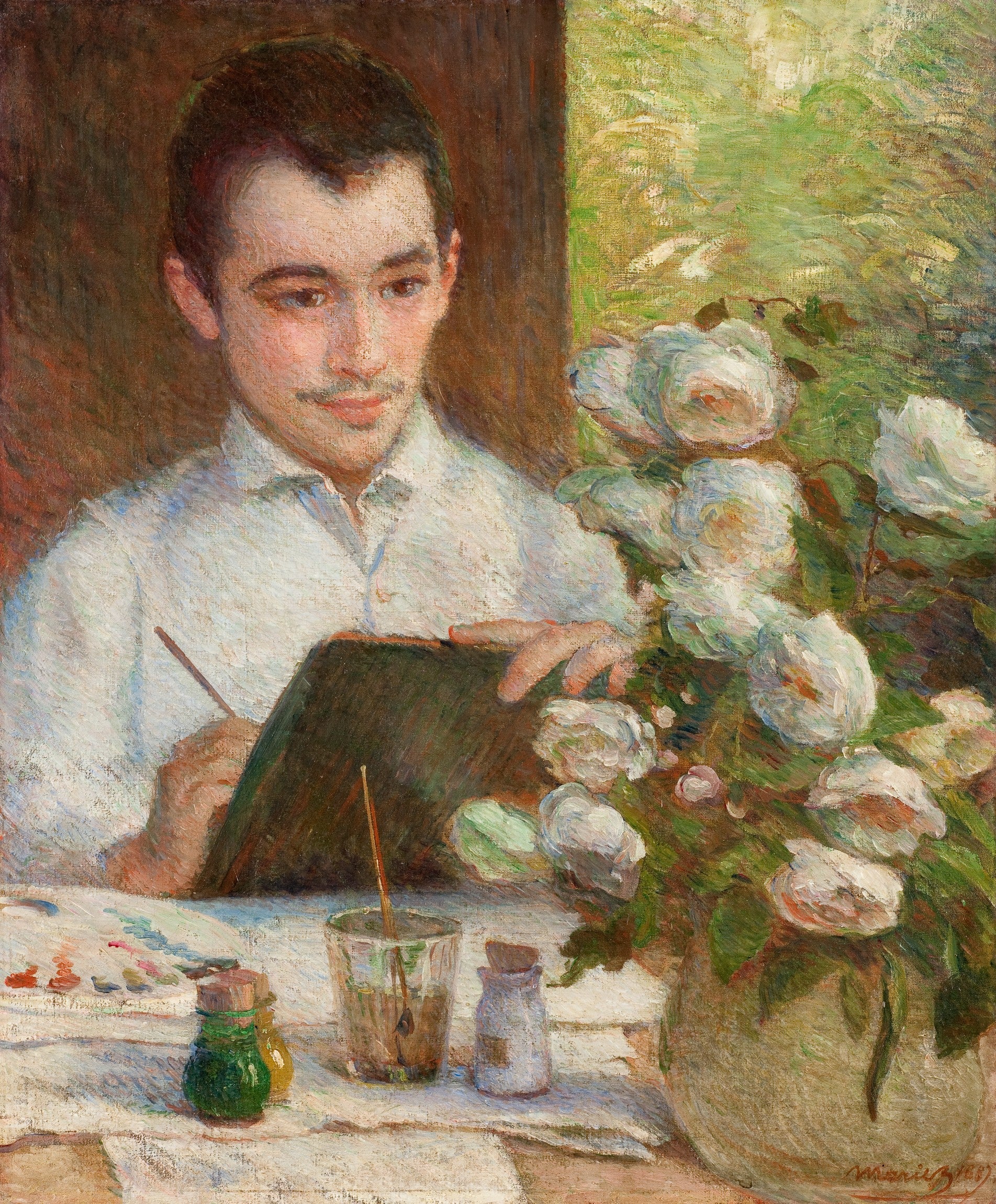 Pierre péignant des fleurs - Marie Bracquemond image 1 reproduction artisanale de tableau