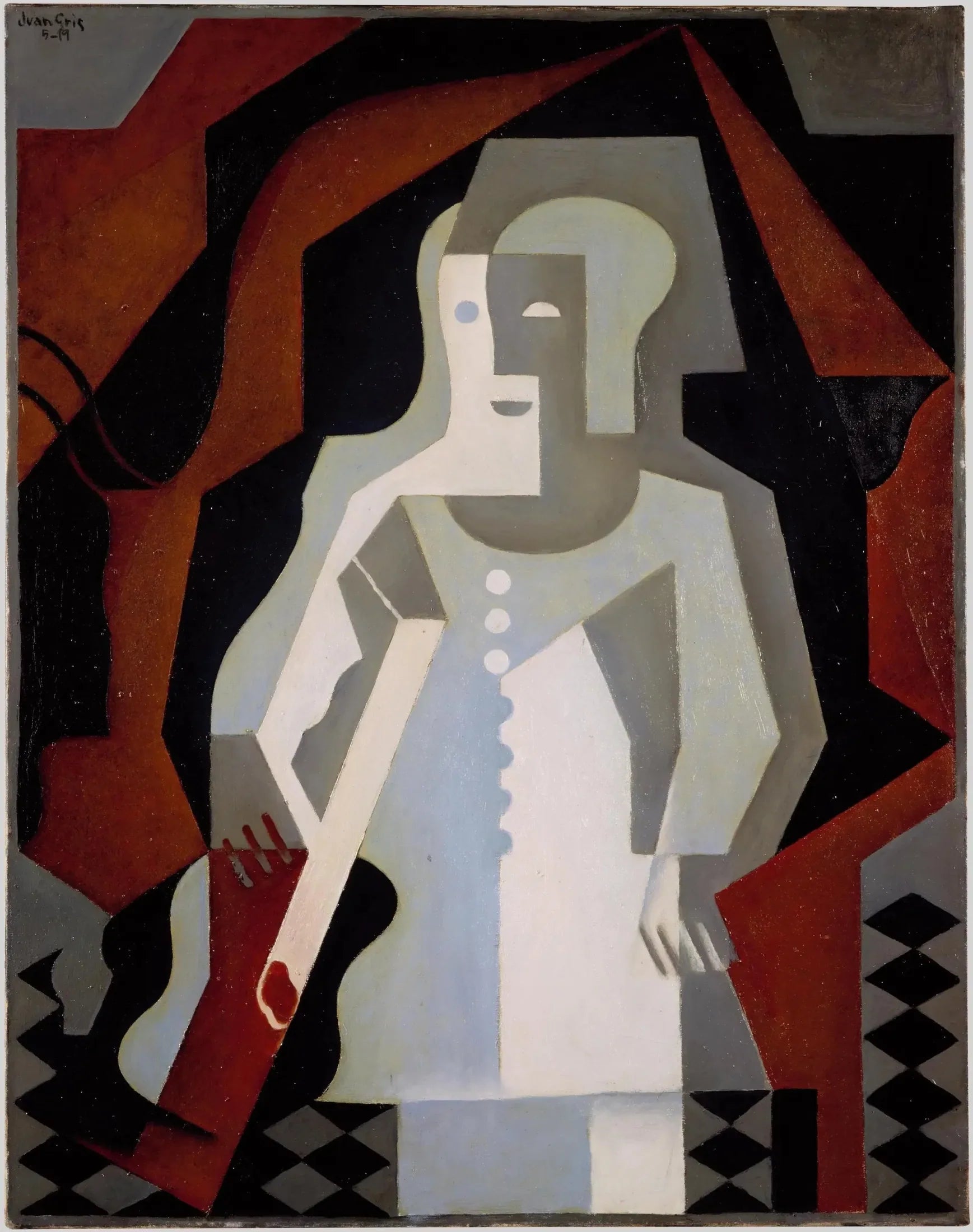 Pierrot à la guitare - Juan Gris image 1 reproduction artisanale de tableau