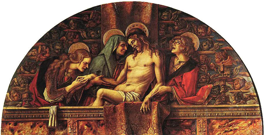 Pietà de Pala di San Pietro di Muralto - Carlo Crivelli image 1 reproduction de peinture à l’huile