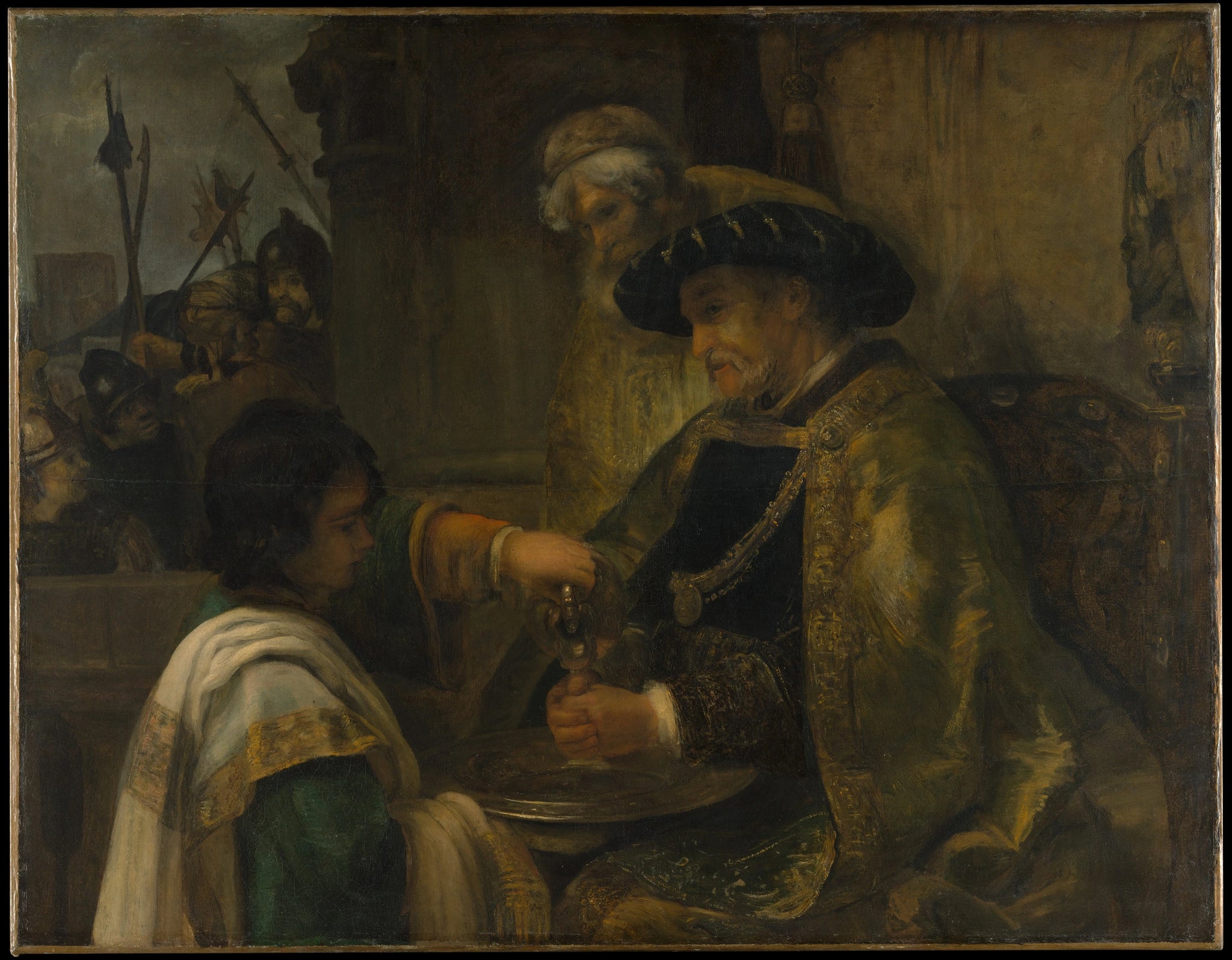 Pilate se lave les mains — style de Rembrandt