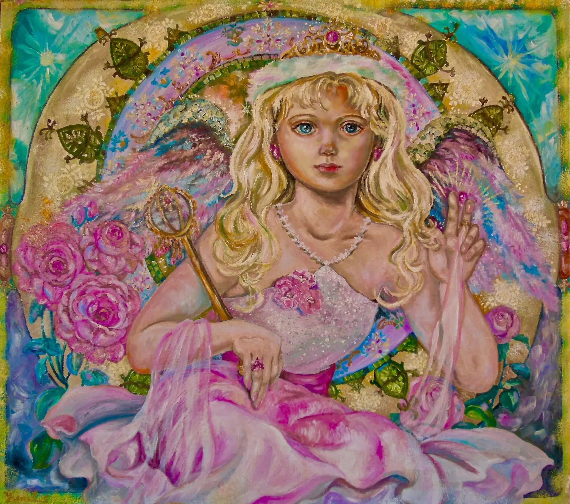 Pink sapphire angel - Yumi Sugai image 1 reproduction artisanale de tableau