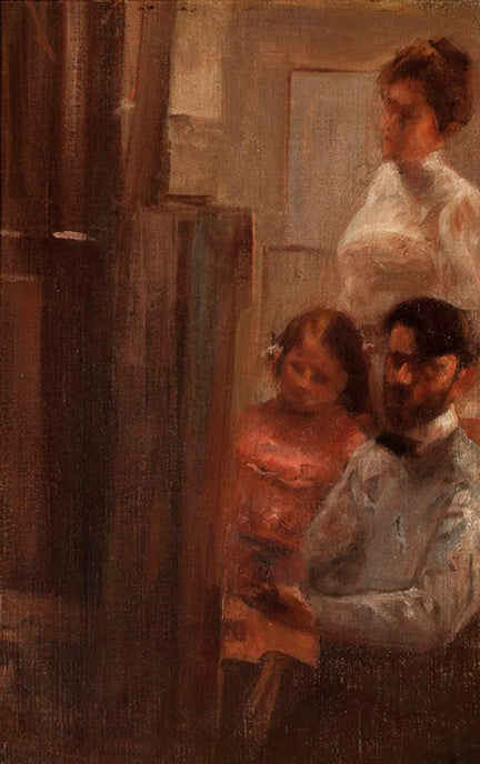 Pintando com a família - Eliseu Visconti image 1 reproduction de peinture à l’huile