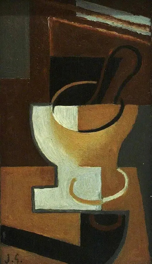 Pipe, bol et cuillère - Juan Gris image 1 reproduction de peinture à l’huile