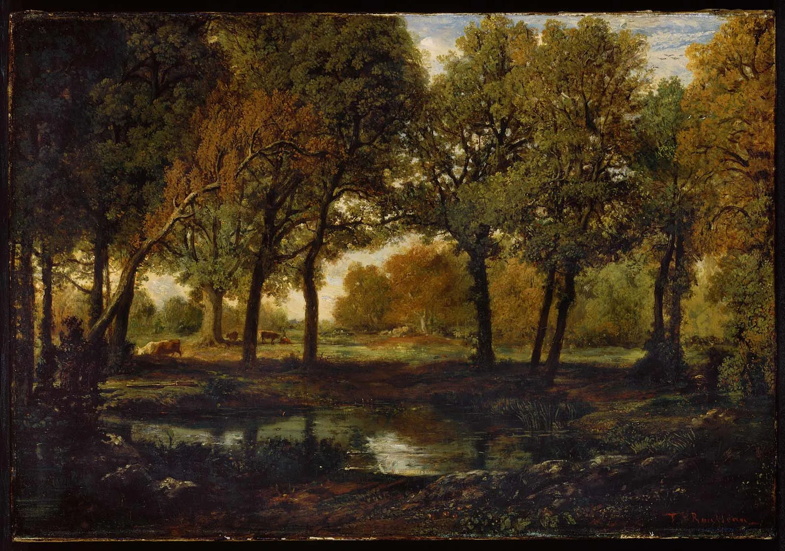 Piscine dans la forêt - Théodore Rousseau image 1 reproduction de peinture à l’huile
