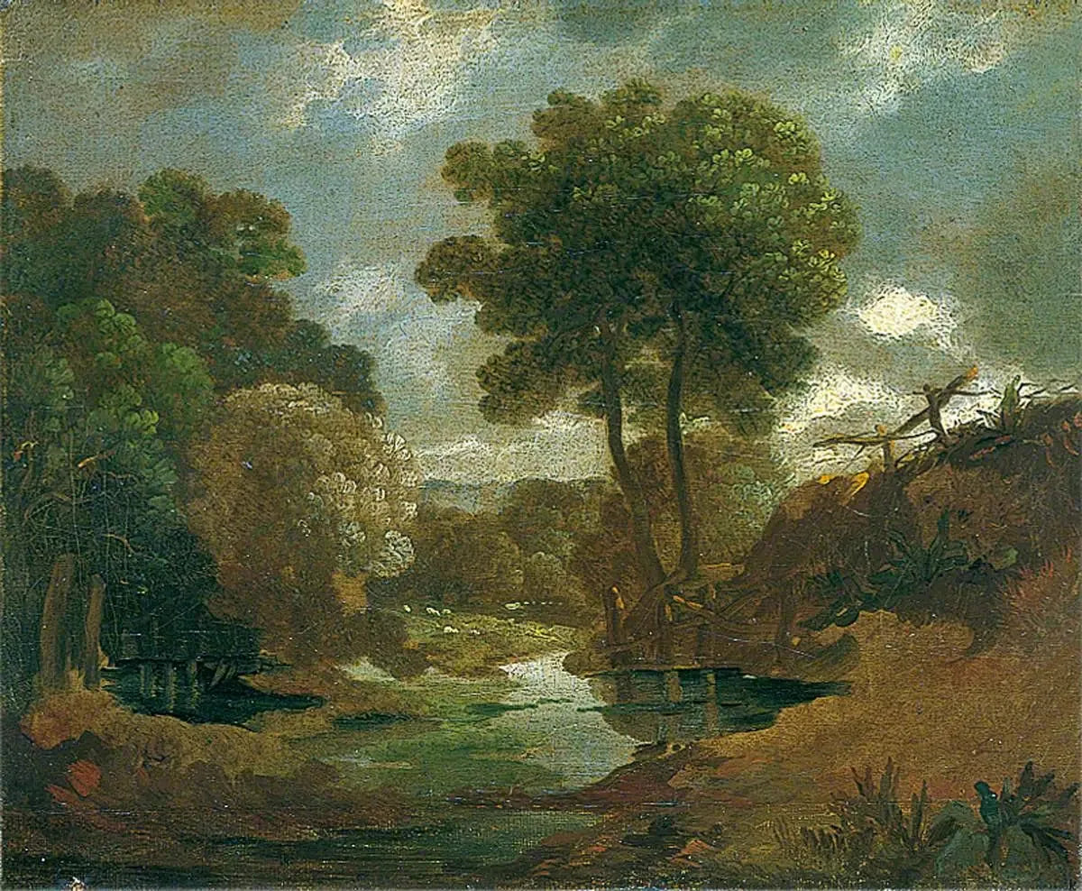 Piscine dans les bois - Thomas Gainsborough image 1 copie peinte à la main à l’huile