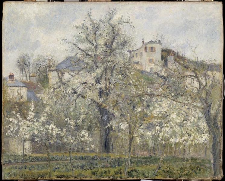 Le Potager et les arbres en fleurs, printemps, Pontoise - Camille Pissarro