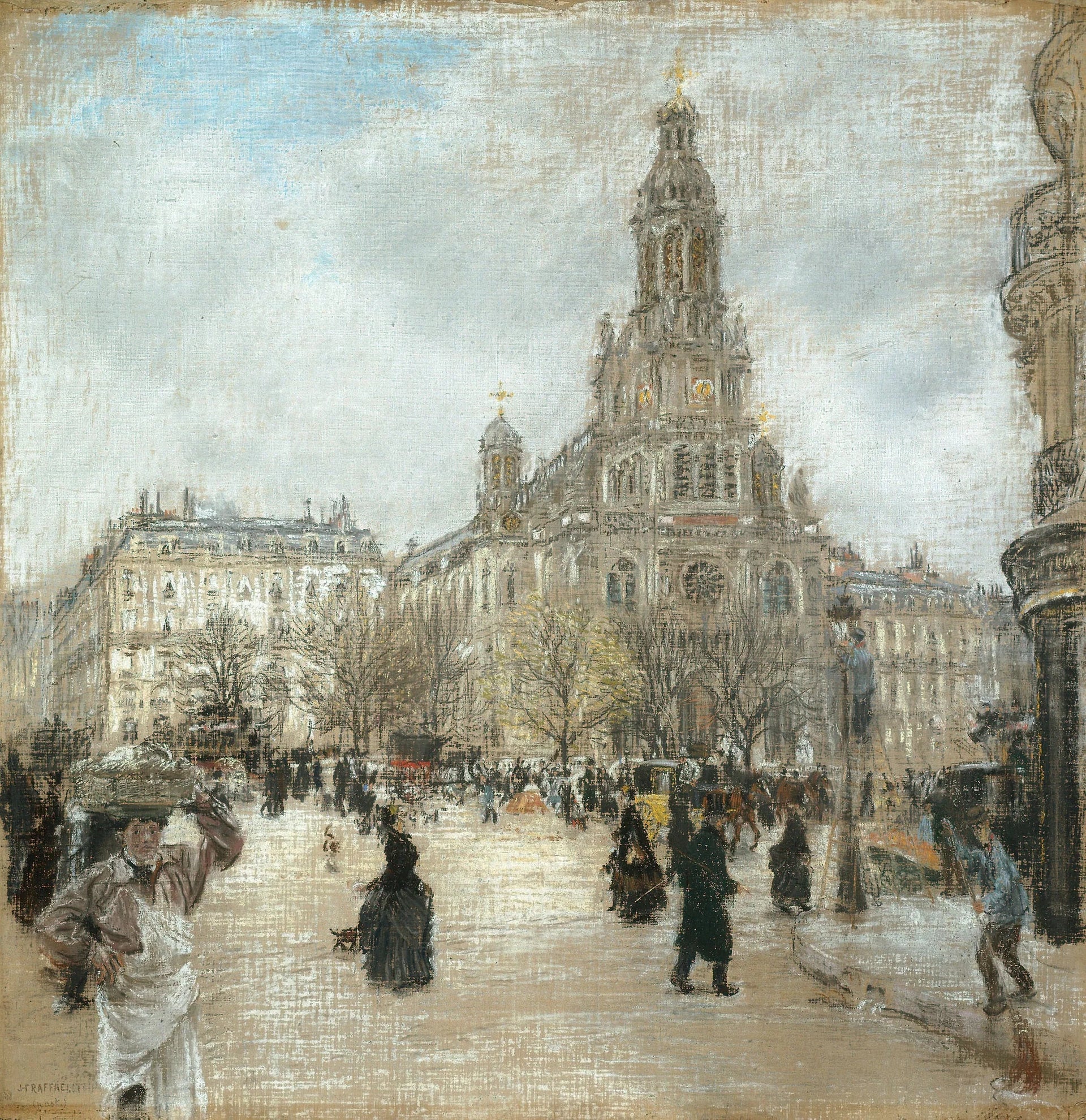 Place de la Trinité, Paris - Jean-François Raffaëlli image 1 reproduction de peinture à l’huile