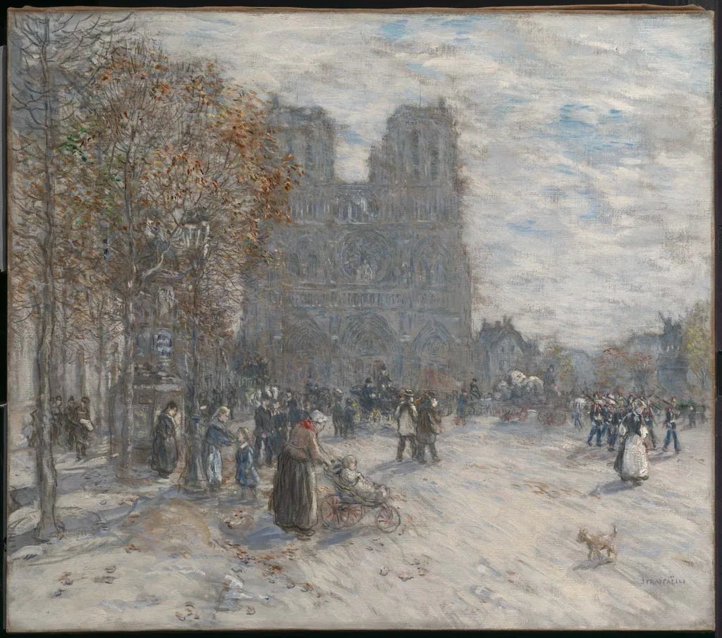 Place du Parvis, Notre-Dame, Paris - Jean-François Raffaëlli image 1 copie peinte à la main à l’huile