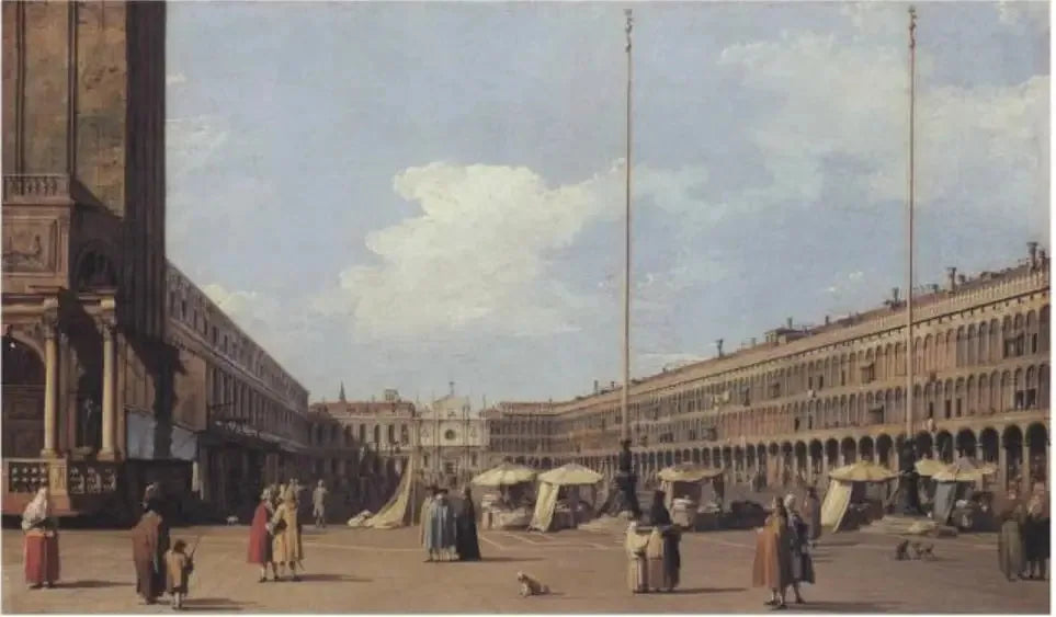 Place Saint-Marc, face à l'église de San Geminiano - Canaletto image 1 reproduction artisanale de tableau