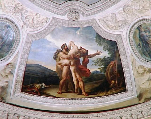 Plafond : La Terre. Combat d'Hercule et d'Antée. - Auguste Couder