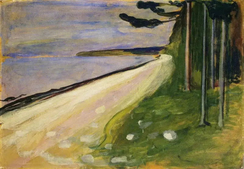 Plage à Åsgårdstrand - Edvard Munch image 1 reproduction de peinture à l’huile