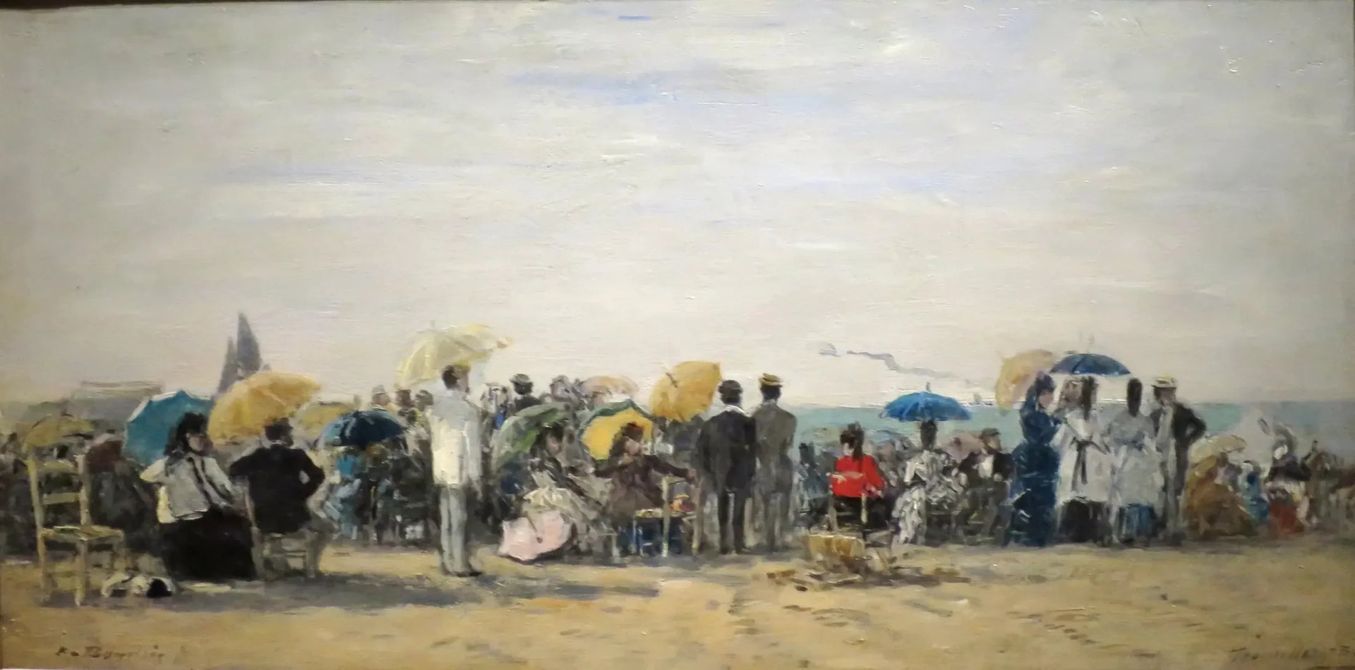 Plage à Trouville - Eugène Boudin image 1 reproduction artisanale de tableau