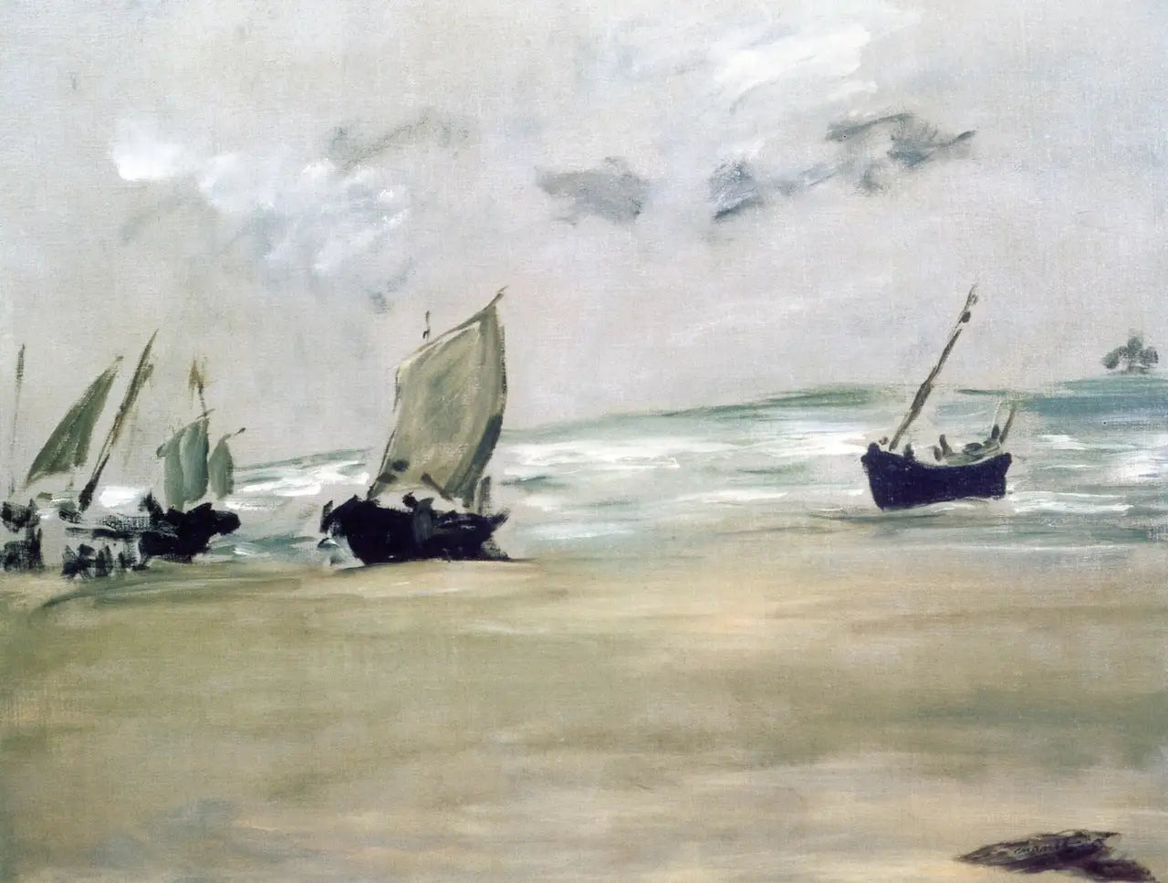 Plage de Berck-sur-mer à basse marée - Édouard Manet image 1 reproduction artisanale de tableau