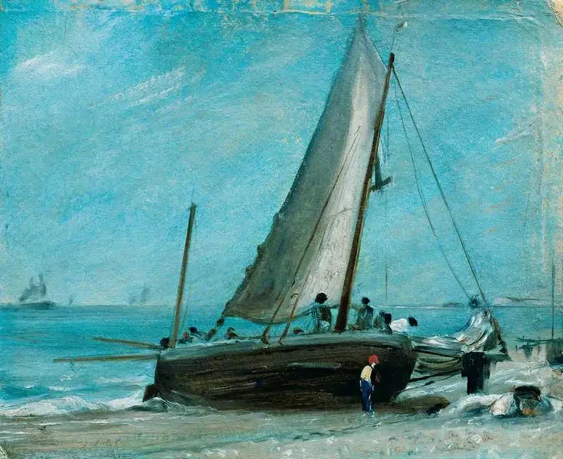 Plage de Brighton, avec bateau de pêche et équipage - John Constable image 1 reproduction réalisée par Alpha Reproduction