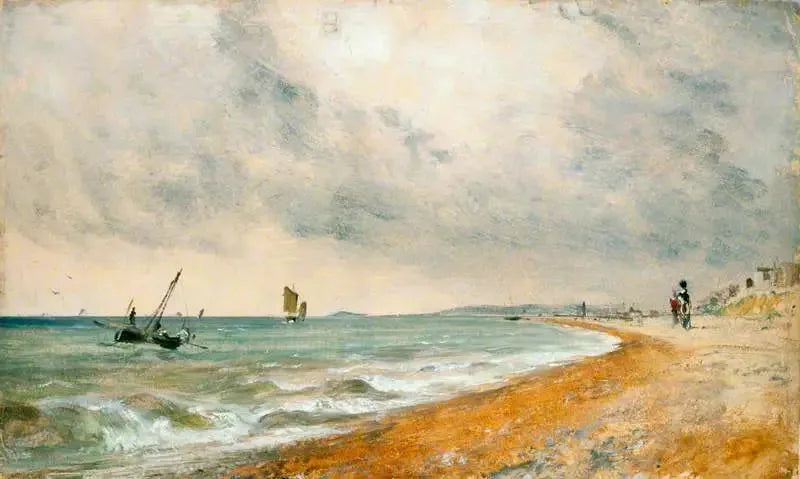 Plage de Hove avec bateaux de pêche - John Constable image 1 copie peinte à la main à l’huile